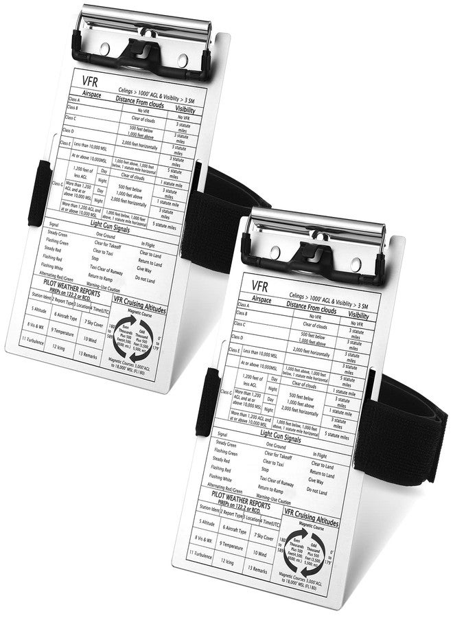 Eaasty 2 Set Pilot Kneeboard,Vfr Aviation Kneeboard,Aluminum Pilot Writing Board Notepad Clipboard with Pen Holder Knee Boards with Elastic Strap for Flying Writing Accessories Gifts - Image 1